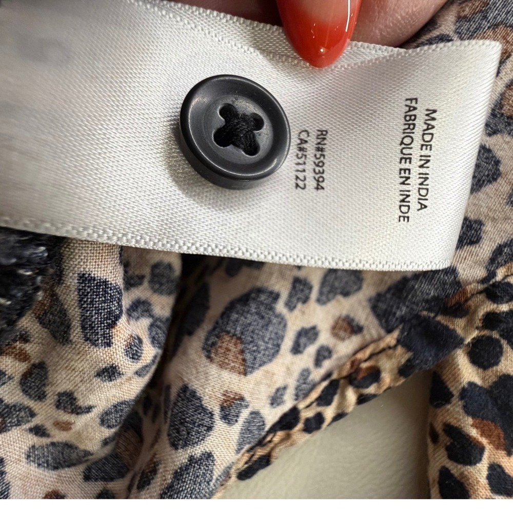 Beachlunchlounge Leopard Print Button Down Shirt Viscose Animal Print Tan Black - Picture 5 of 7